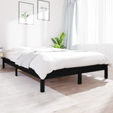 Bed Frame without Mattress Black 200x200 cm Solid Wood 820565