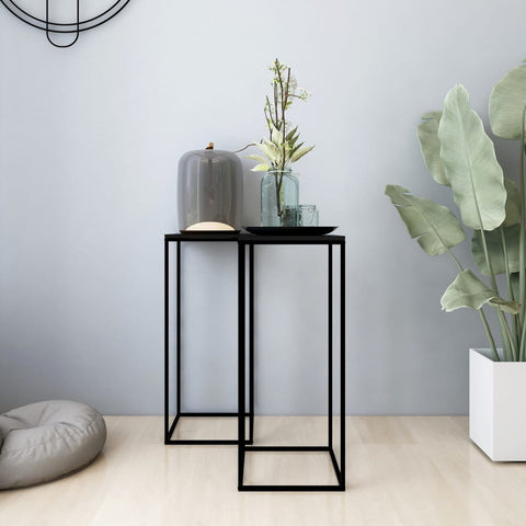 ZNTS Side Tables 2 pcs Black Steel 336128