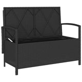 Garden Storage Bench with Cushion Black Poly Rattan 4104219