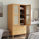 Wardrobe SENJA Rattan Look Brown 90x55x175 cm Solid Wood Pine 358034