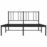 Metal Bed Frame without Mattress with Headboard Black 150x200cm 352482