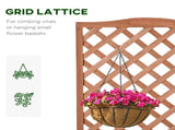 53L Garden Wooden Planter Box with Trellis Free Standing Flower Raised Bed with Lattice for Climbing T3398P313618