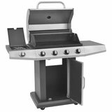 Gas Barbecue Grill with Wheel Silver Steel with Metal Hose 43047