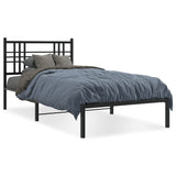 Metal Bed Frame without Mattress with Headboard Black 100x190cm 376318