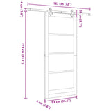 Sliding Door 93 x 211 cm Engineered Wood White and Black 3450122