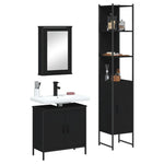 ZNTS 3 Piece Bathroom Furniture Set Black Engineered Wood 3214800