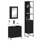ZNTS 3 Piece Bathroom Furniture Set Black Engineered Wood 3214800