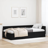 Corner Bed Frame with Headboard Black 100 cm x 200 cm Velvet 42016053