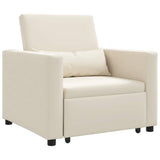 Pull out Sofa Bed Single Cream white 90 x 165 x 87 cm Fabric 42002696