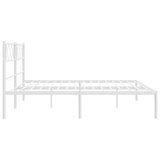 Metal Bed Frame without Mattress with Headboard White 193x203cm 372332