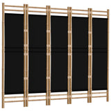 Folding 5-Panel Room Divider 200 cm Bamboo and Canvas 350629