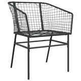 9 Piece Garden Dining Set Black Poly Rattan Glass 3334589
