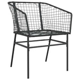 5 Piece Garden Dining Set Black Poly Rattan Glass 3334488