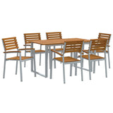 Garden Dining Set 7 pcs Grey and brown Solid acacia wood 3284344