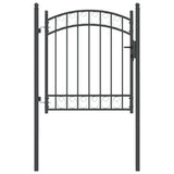 Fence Gate EMMEN 125 x 100 cm Powder-coated steel Grey Lockable 42008973