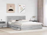 Bed Frame with Drawer Grey Sonoma 160 x 200 cm Engineer Wood 3409837