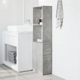 Narrow Bathroom Cupboard with Wheels Concrete Grey Engineered Wood 855298