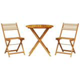 Bistro Set Beige Solid acacia wood with an oil finish, Polypropylene 3281843