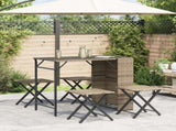 5 Piece Garden Dining Set Foldable Beige Poly Rattan 365947