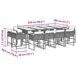 13 Piece Garden Dining Set with Cushions Light Grey Poly Rattan 3211403