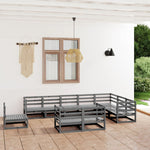 ZNTS 10 Piece Garden Lounge Set Grey Solid Pinewood 3075816