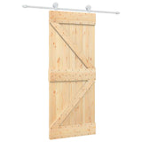 Sliding Door Natural and White 85 x 210 cm Solid Pine Wood 3445005