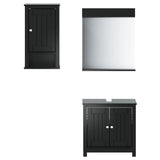 3 Piece Bathroom Furniture Set BERG Black Solid Wood Pine 3206501