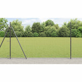 Fence Post with Concrete Base 26 pcs Grey Powder-Coated Steel 3350251