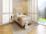 Upholstered Bed, 3ft 90x190cm Single Bed with LED, Bed Frame with Wooden Slats and Adjustable Height N601P288476B