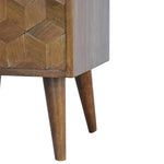 Chestnut Cube Carved Bedside IN781