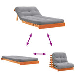 Futon Sofa Bed with Mattress Wax Brown 80x206x11 cm Solid Wood Pine 846758