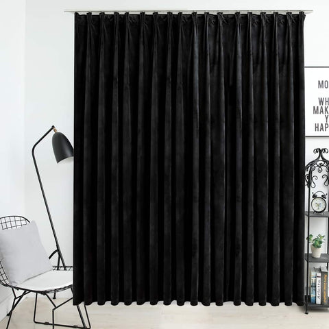 ZNTS Blackout Curtain with Hooks Velvet Black 290x245 cm 134495