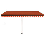 ZNTS Manual Retractable Awning with LED 450x300 cm Orange and Brown 3069565