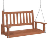 Garden Swing Bench with Metal Chains Brown Solid Wood Fir 4008977