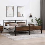 Metal Bed Frame without Mattress Brown Oak 200x200 cm 3325139