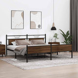 Metal Bed Frame without Mattress Brown Oak 200x200 cm 3325139