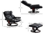 360&deg Swivel Recliner Chair with Footstool, PU Leather Manual Recliner Armchair with Solid Wood T3398P343496