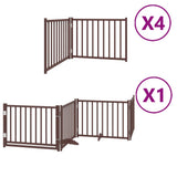 Dog Gate with Door Foldable 12 Panels Brown 960 cm Poplar Wood 3155748