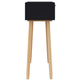 Console Table Black 80x30x75 cm Solid Wood Pine&Natural Rattan 345625