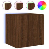 TV Wall Cabinets with LED Lights 2 pcs Brown Oak 40.5x35x40 cm 837259