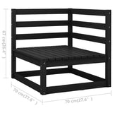 12 Piece Garden Lounge Set Black Solid Pinewood 3075898