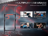 Steel Multi-Use Exercise Power Tower Pull Up Station Adjustable Height W/ Grips T3398P349207