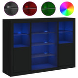 Sideboards with LED Lights 3 pcs Black Engineered Wood 3209129