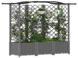Raised Bed with Trellis and Roof Light Grey 163 x 40 x 138 cm 42032585