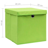 Storage Boxes with Covers 10 pcs 28x28x28 cm Green 325230