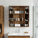 Bathroom Mirror Cabinet with Shelf Old Wood 60 x 14.5 x 70 cm 889189