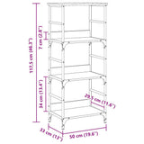 Book Cabinet Old Wood 50x33x117.5 cm Engineered Wood 857466
