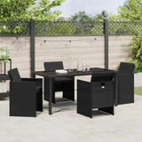 Garden Dining Set with Cushion 5 pcs Black Poly Rattan 3379946