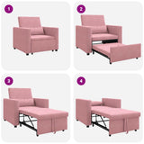 Pull out Sofa Bed Single Light pink 90 x 165 x 87 cm Velvet 42002701