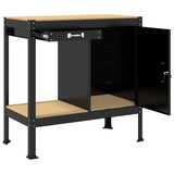 Workbench Black 90 x 49 x 91 cm Engineered Wood and Metal 42020134